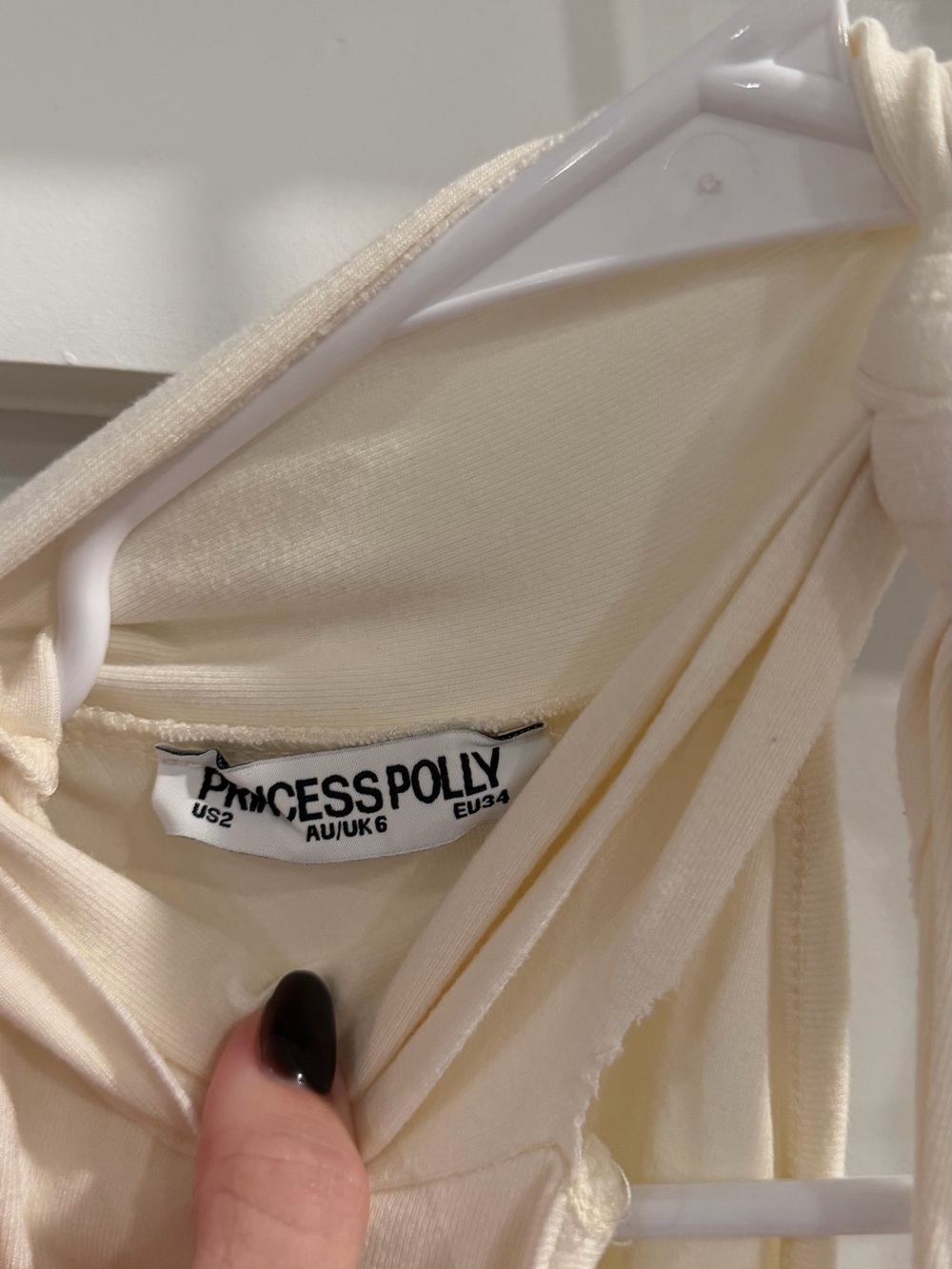 Princess Polly Cream Ivory Tie Neck Halter Top Size US 2 - Picture 3 of 5